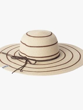 New KAVU Lady Leah Straw Sun Hat  In Ecru One Size $45